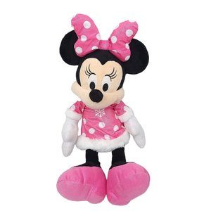 Disney Minnie Mouse Plush Doll 24" Stuffed Animal Toy Pink Polka Dot Snowflake